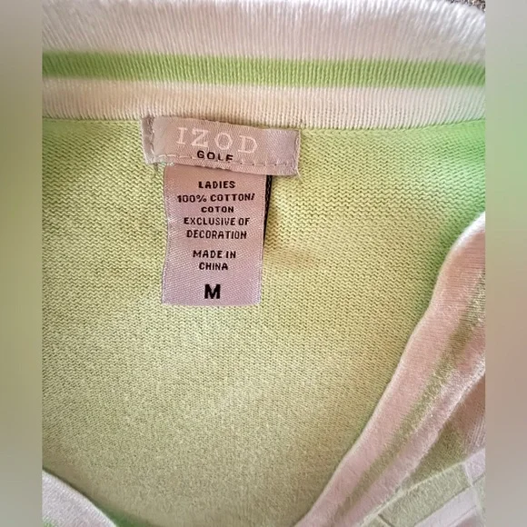 Izod Women's Argyle Cardigan Sweater - Green and White - Picture 2 of 6